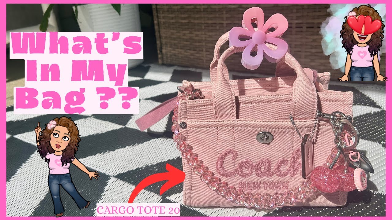 What's In My Bag ?? 🎀✨ Coach Cargo Tote 20/Ballerina Denim