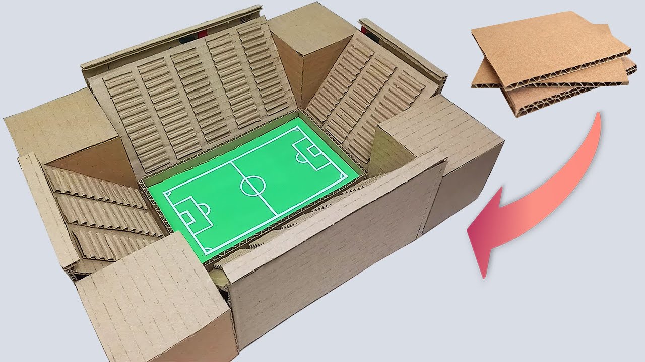 COMO HACER un ESTADIO de FÚTBOL con CARTÓN PASO a PASO | ESTADIO de FÚTBOL con MATERIALES CASEROS