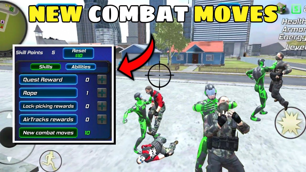 New combat moves in rope frog ninja hero | rope frog ninja hero car vegas