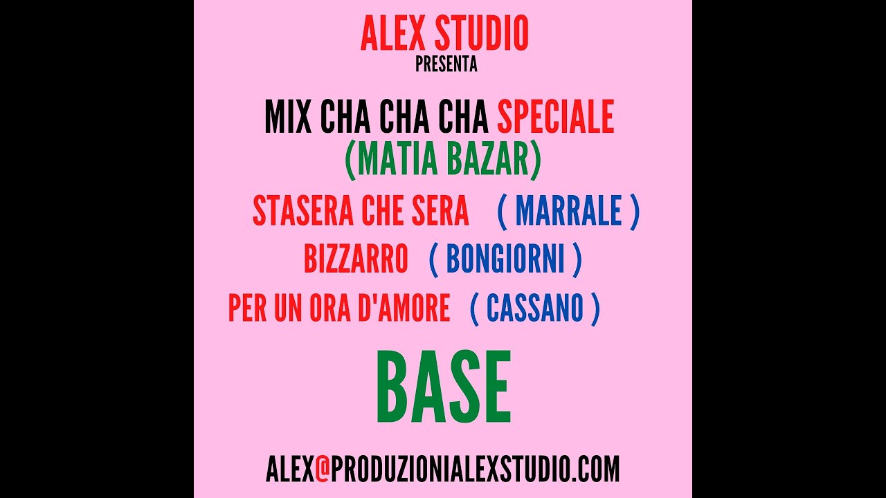 MEDLEY CHA CHA SPECIALE MATIA BAZAR KARAOKE   BASE  basi per orchestre