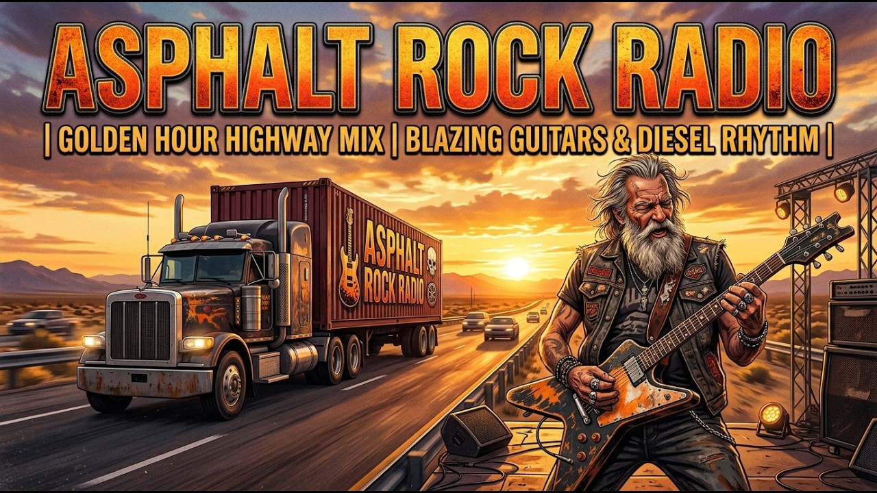 ASPHALT ROCK RADIO – GOLDEN HOUR HIGHWAY MIX | BLAZING GUITARS & DIESEL RHYTHM | #GoldenHourDrive