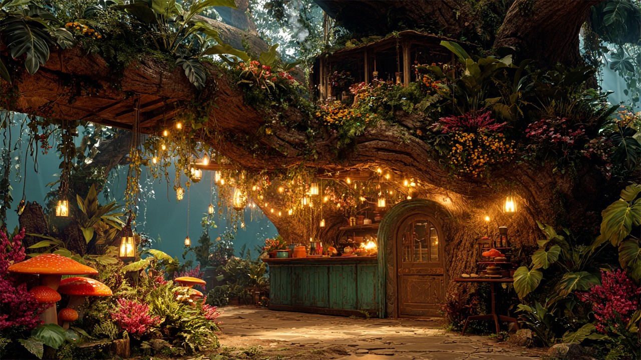Enchanting Fantasy TreeHouse in the Deep Forest 🌿✨ Soothing Magical Music & Cosy Ambience