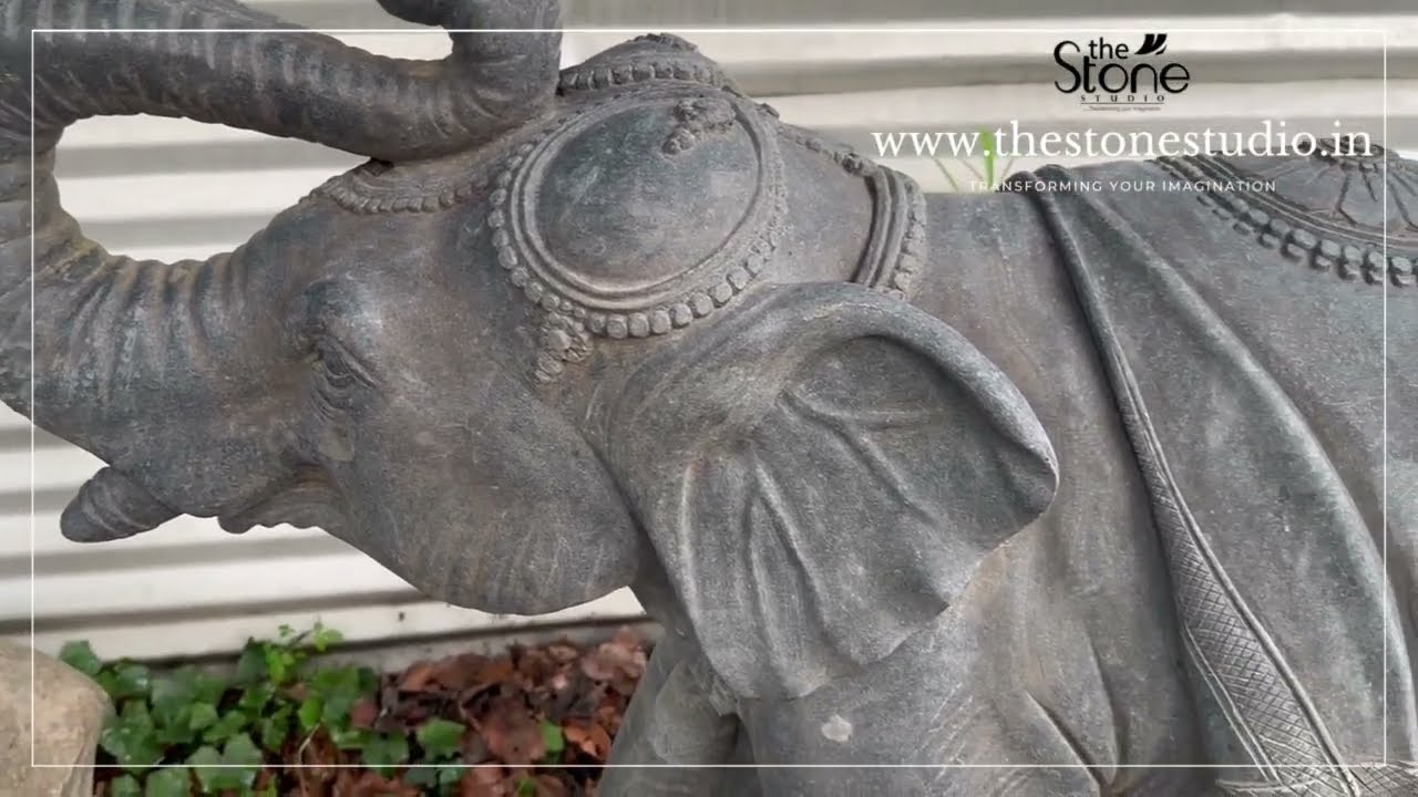 Stone Elephant Garden Statue 4ft, www.thestonestudio.in