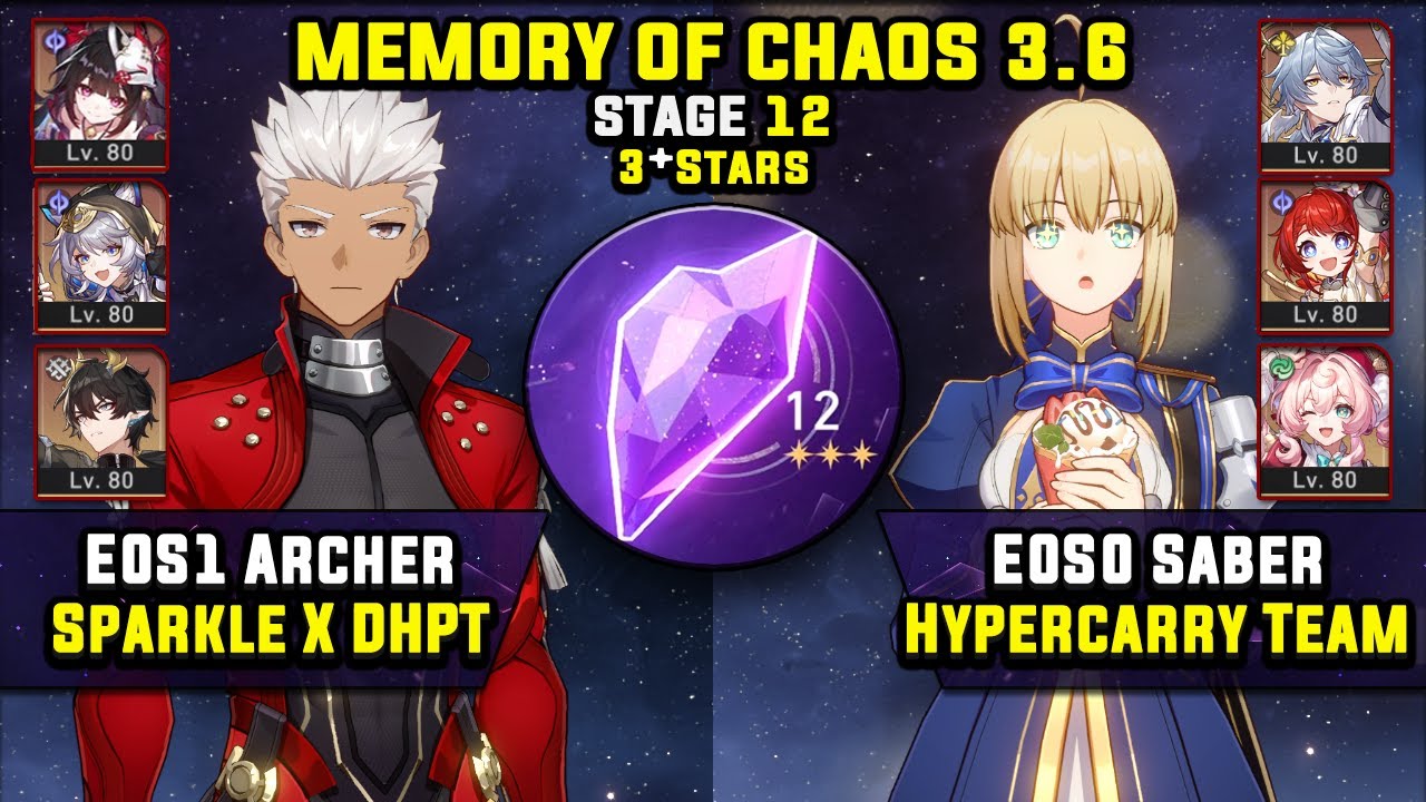 E0 Archer Carry W/ DHPT & E0 Saber Carry W/ Sunday (3 Stars) Memory Of Chaos 12 Honkai Star Rail 3.6