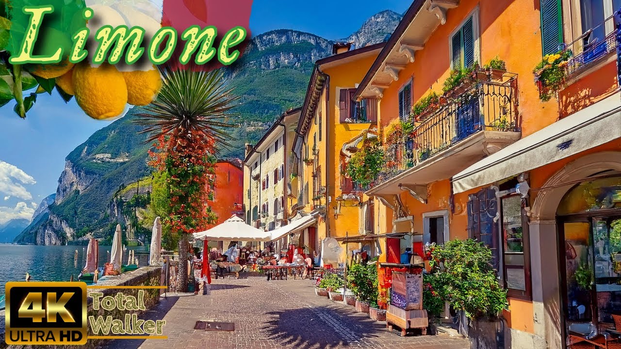 Limone Sul Garda: Colorful Streets & Lakeside Views, Most Beautiful Place on Lake Garda. Italy 4K