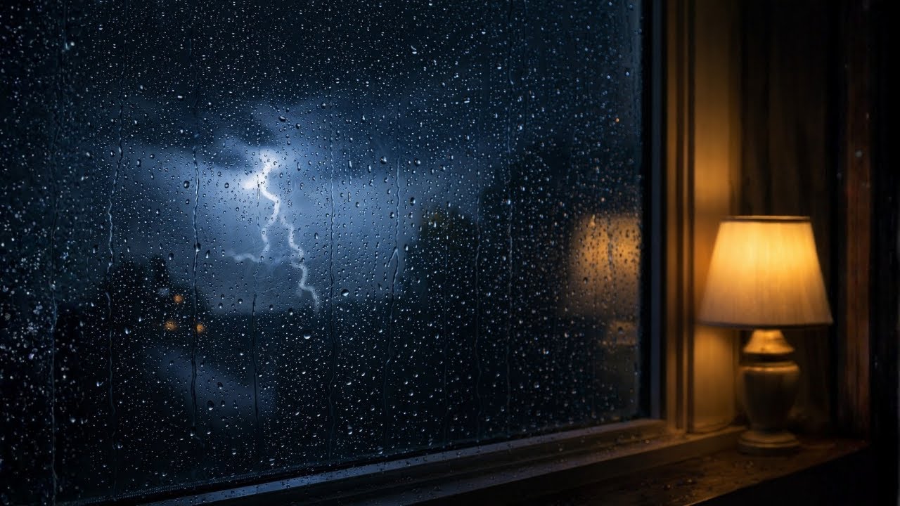 3 Hours Rain on Window at Night 🌧️ | Soft Distant Thunder | Deep Sleep | No Music
