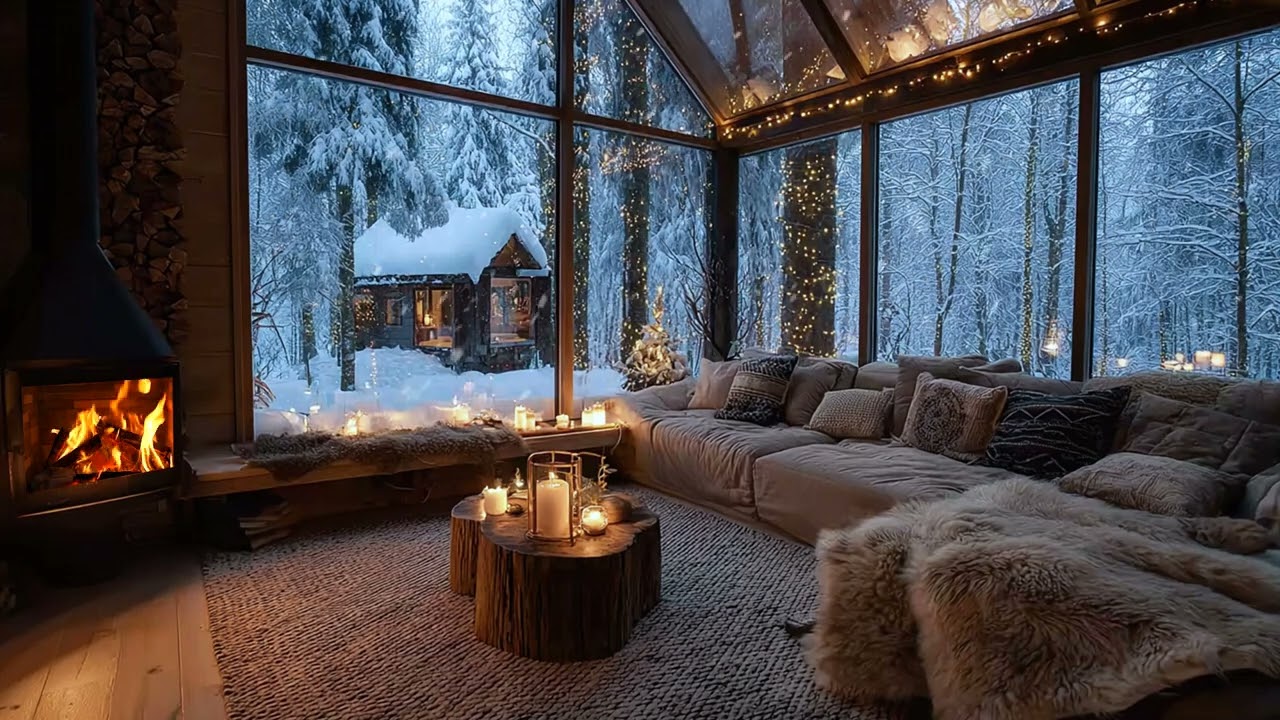 Winter Piano Under Gentle Snow ❄️ Warm Candle Glow Creating a Peaceful Focus Environment