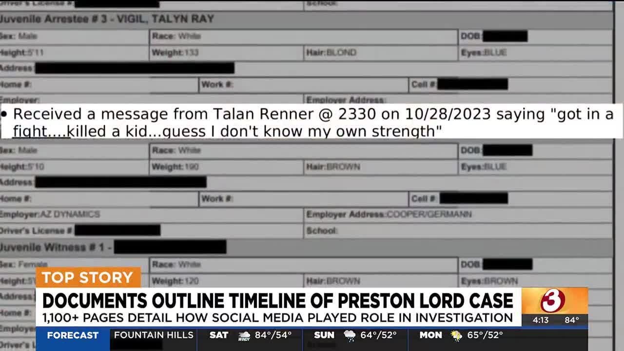 Documents outline timeline of Preston Lord murder case