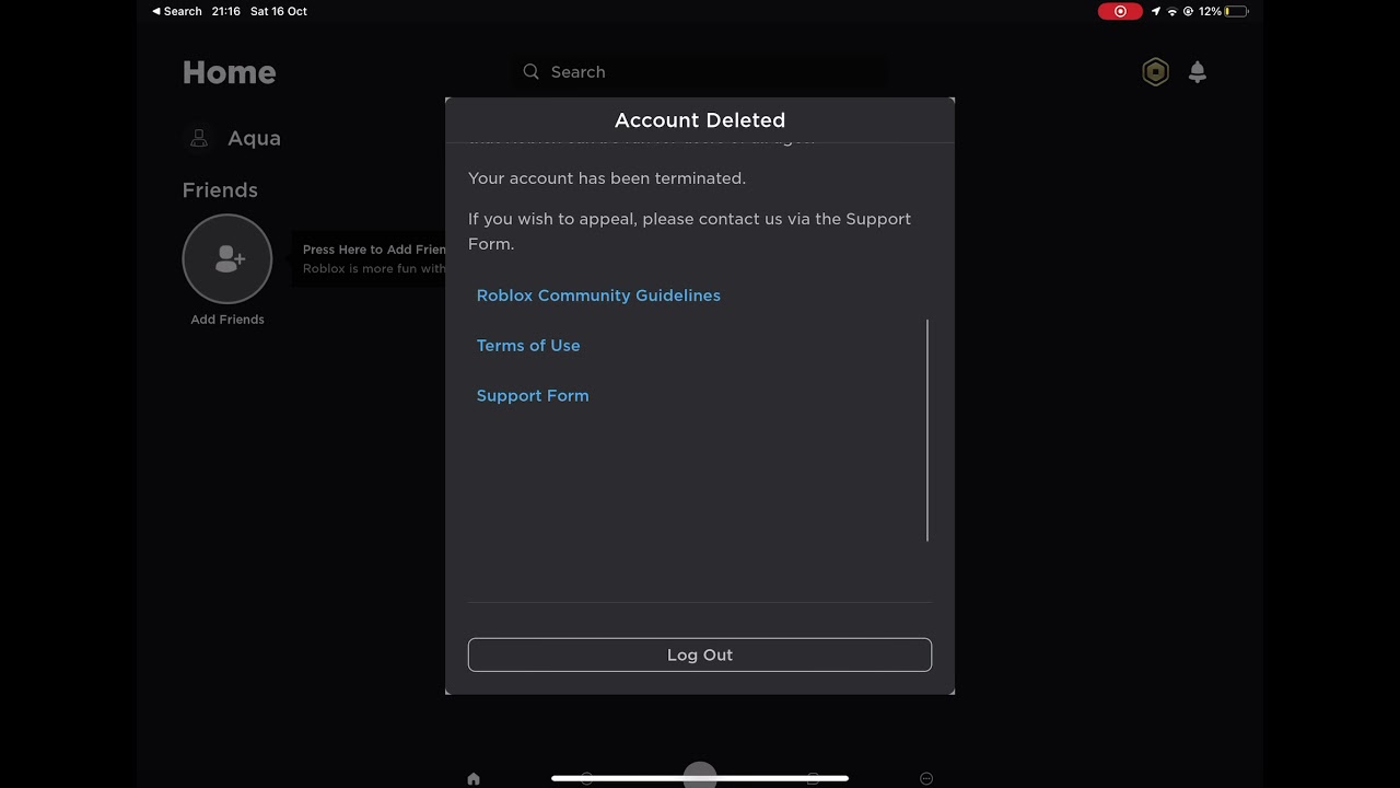 My roblox account got deleted (Update: I got it back)
