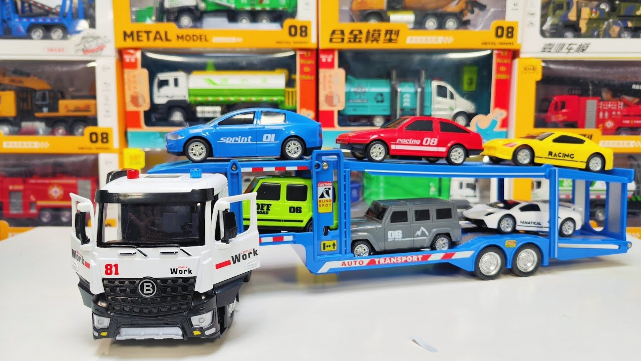 🚛 Toy ASMR | Satisfying Double Deck Car Carrier Trailer Truck Miniature Unboxing | Review Toys