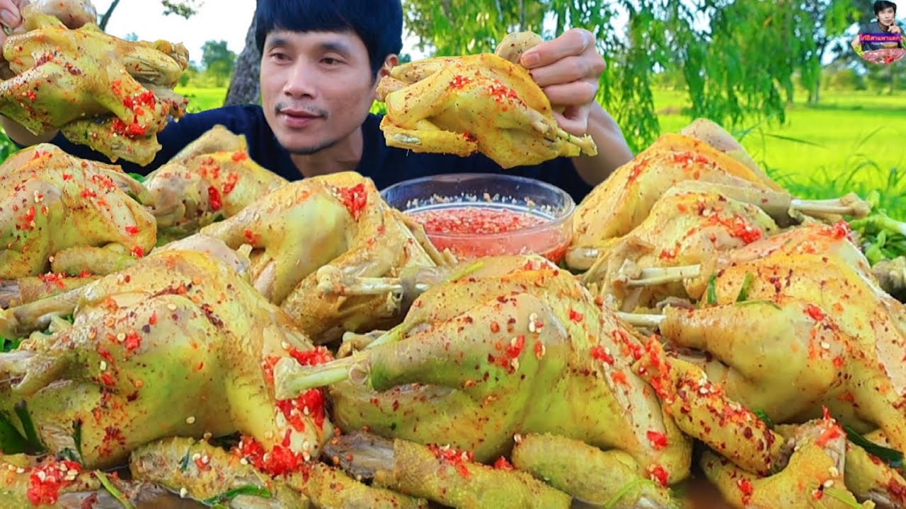 ต้มไก่บ้านจิ้มซีฟู๊ดแกล้มผักสดแซ่บคักอีหลีครับพี่น้องMUKBANG EATING SHOW#โก้อีสานพาแดก 