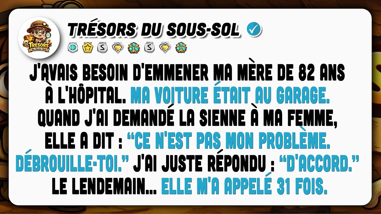 Ma Femme A Refusé D'aider Ma Mère De 82 Ans : ‘‘Débrouille-toi’’. Le Lendemain...