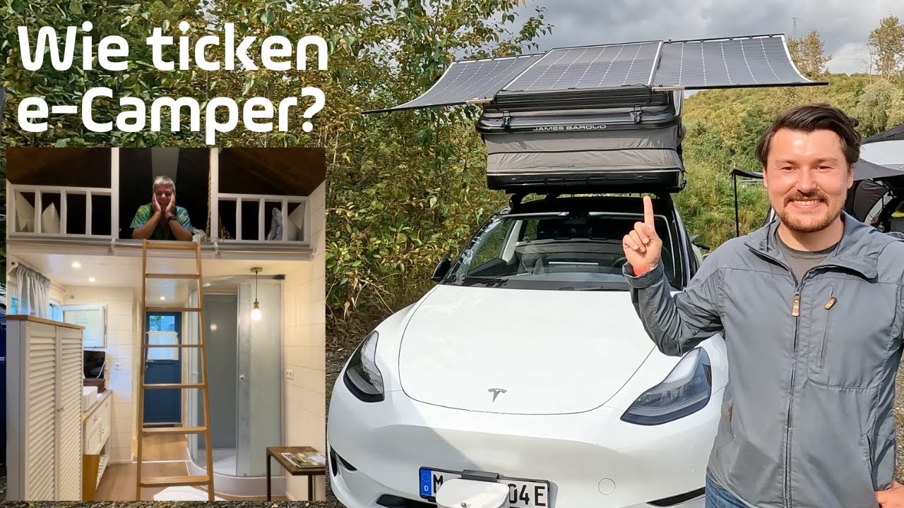Wie ticken e-Camper? Riesiges Solar-Panel lädt Tesla - Ein Tiny House für Marcus