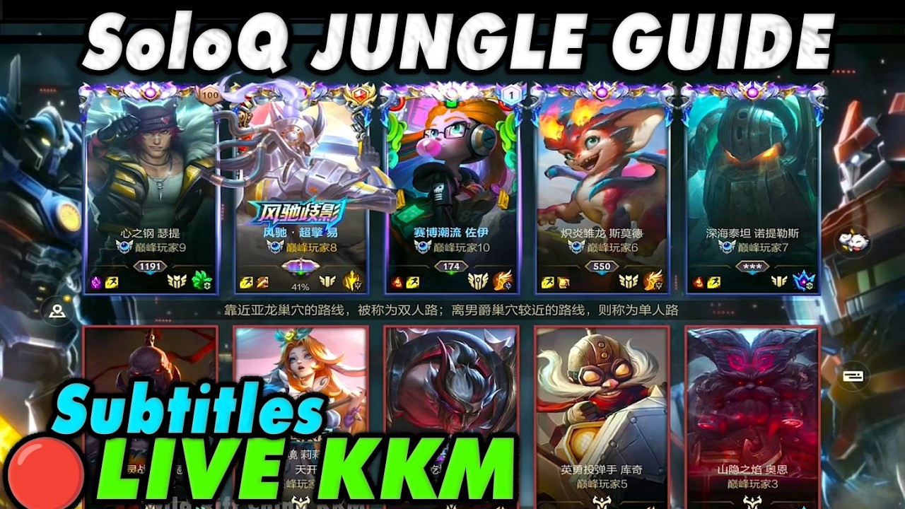 Wild Rift China🔴KKM | SoloQ Rank 1 Server - 5 Jungle Champs Guide Subtitles | Neon Daredevil Yi
