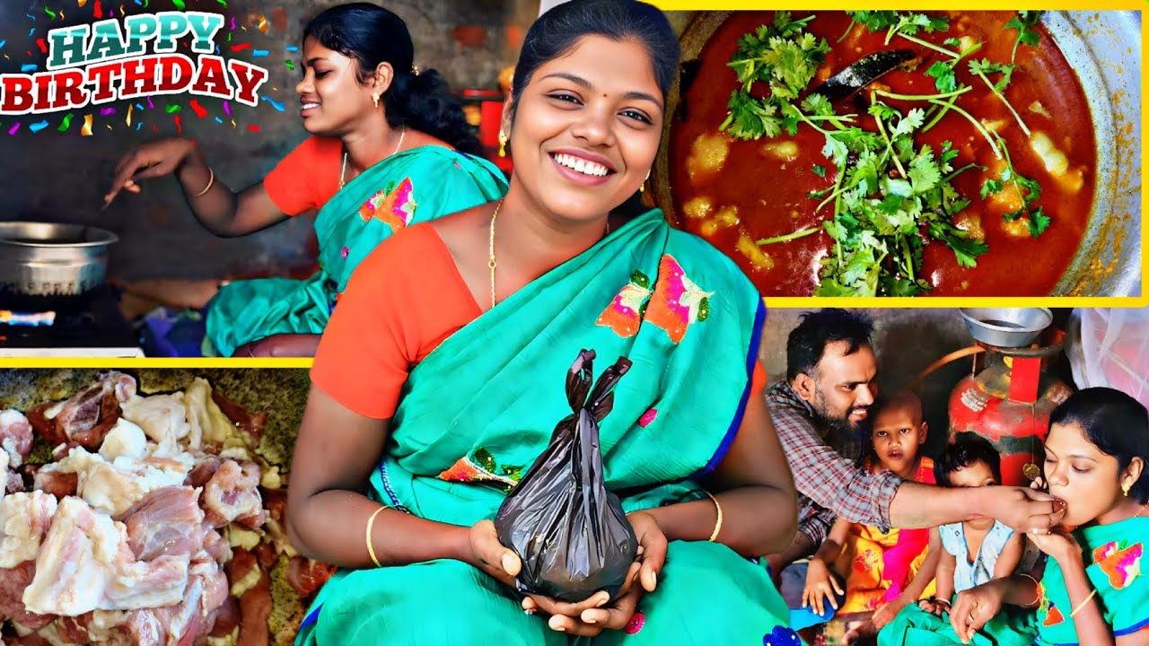 ஜெனி பிறந்த நாளுக்கு நம்ம வீட்டுல ருசியான மட்டன் குழம்பு வச்சு சாப்பிட்டோம்