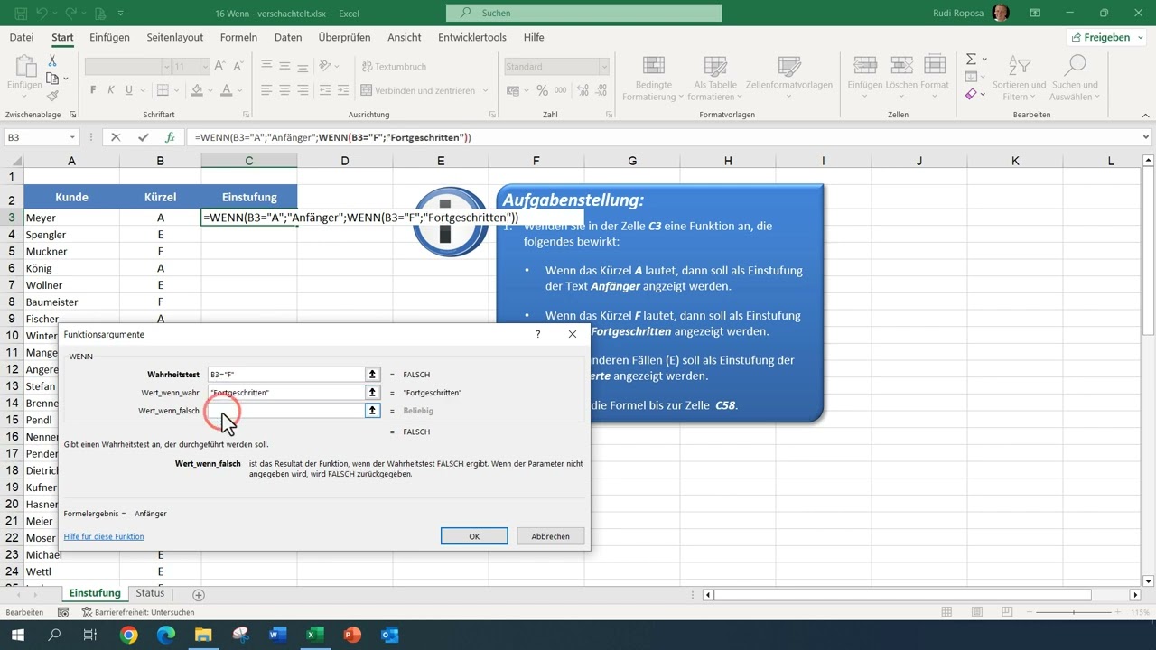 Excel - Wenn-Funktionen verschachteln
