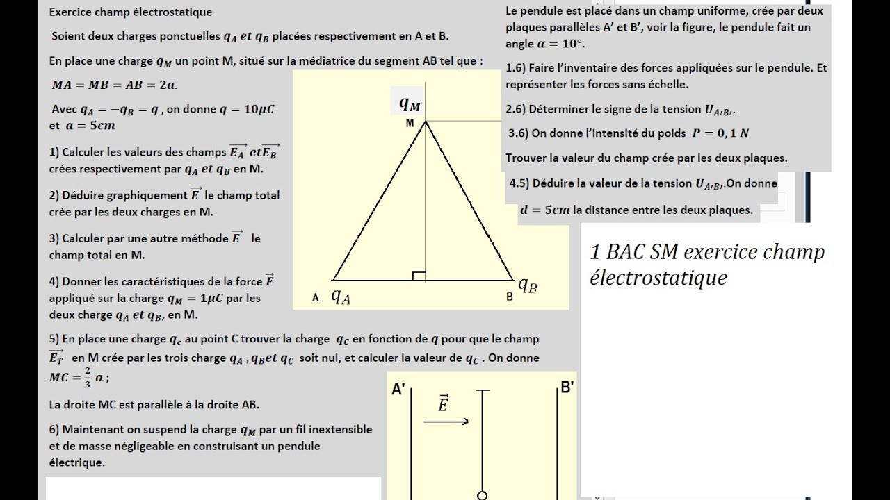 Ecercice 2 champ électrostatique 1ère BAC SM