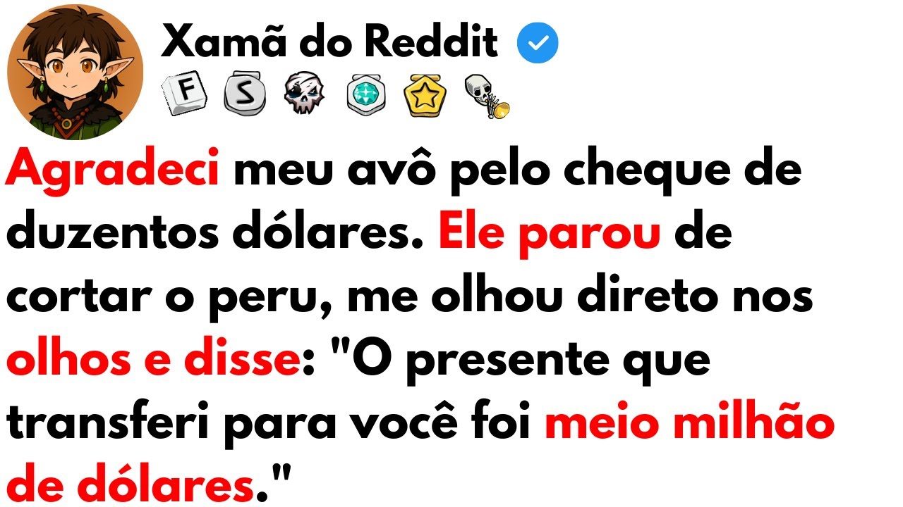 [HISTÓRIA COMPLETA] Agradeci meu avô pelo cheque de duzentos dólares. Ele parou de cortar o peru...