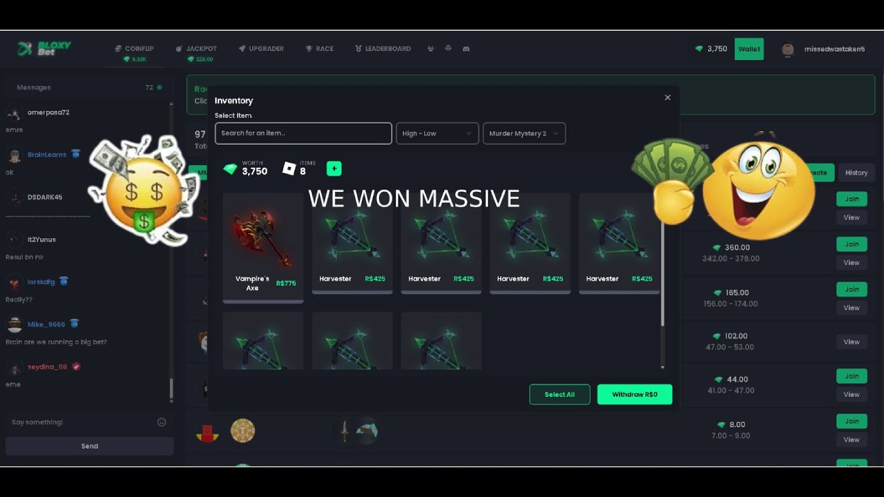 HIGH BETTING ON BLOXYBET (we won big!)  
