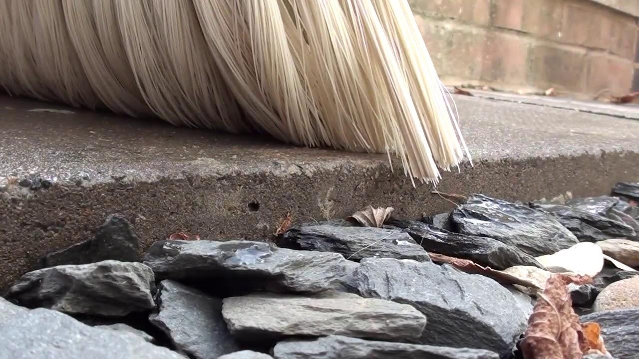 sweeping cement paved floor water/dry*requested* asmr