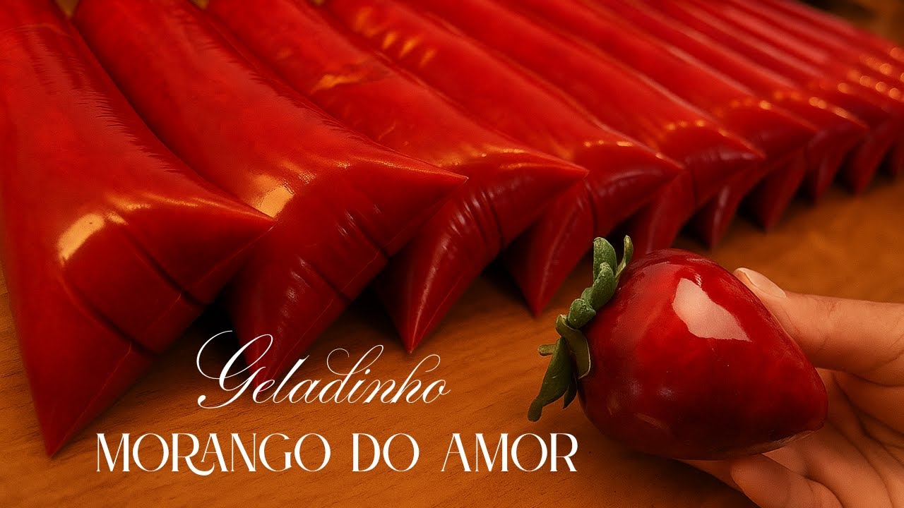 Geladinho Morango do Amor com Casquinha Crocante Mais Cremoso do YouTube Receita Tendência 2025 🍓