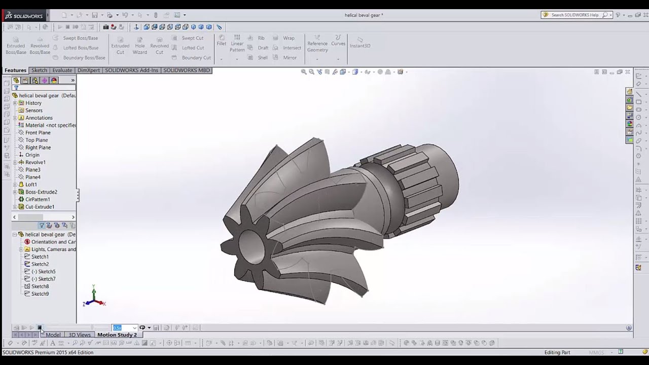 AutoCAD 3D Modeling tutorial | How to make Helical Bevel Gear in AutoCad 2017