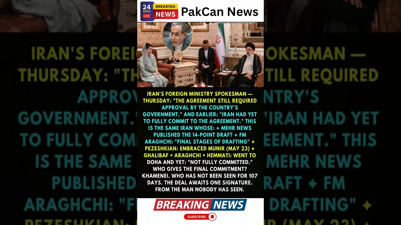 Iran Says Agreement Not Yet Fully Approved Despite Trump&rsquo;s Sunday Claim | PakCan News