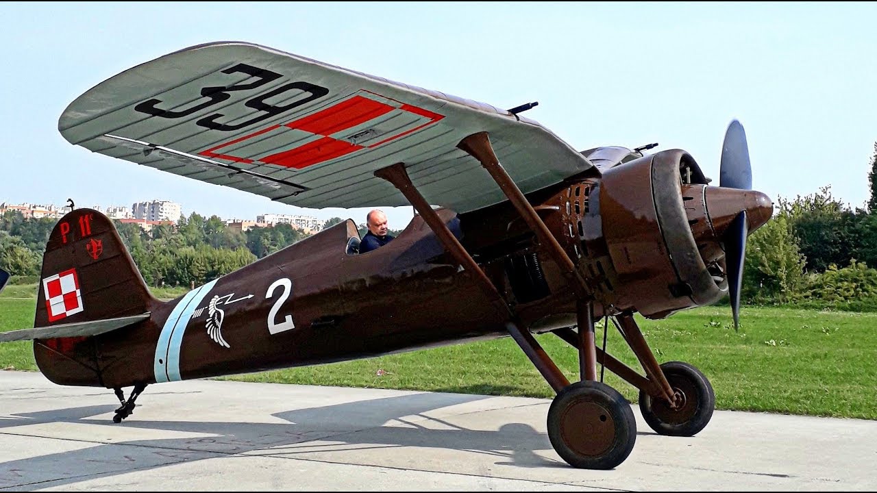 PZL P.11 odpalanie, kołowanie, praca silnika, holowanie #Zabytki_Nieba