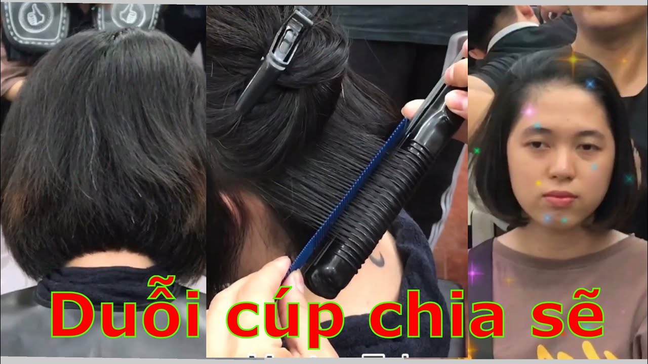 Duỗi cúp tóc ngắn - duỗi cụp#đàotạonghề #hairdressing #sàigòn #dayhoc