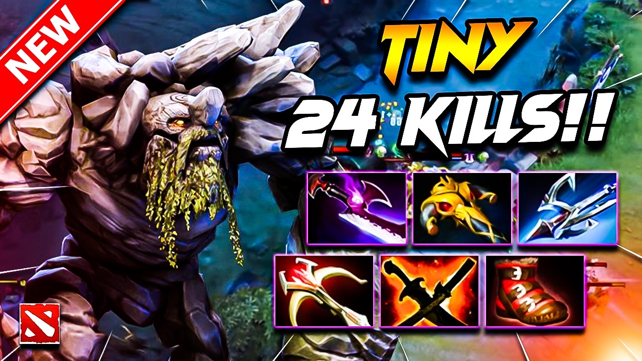 DOTA 2 TINY Gameplay | 24 Kills!! Tiny Dota 2 Gameplay | TINY Carry Build Pro Gameplay Guide 7.40