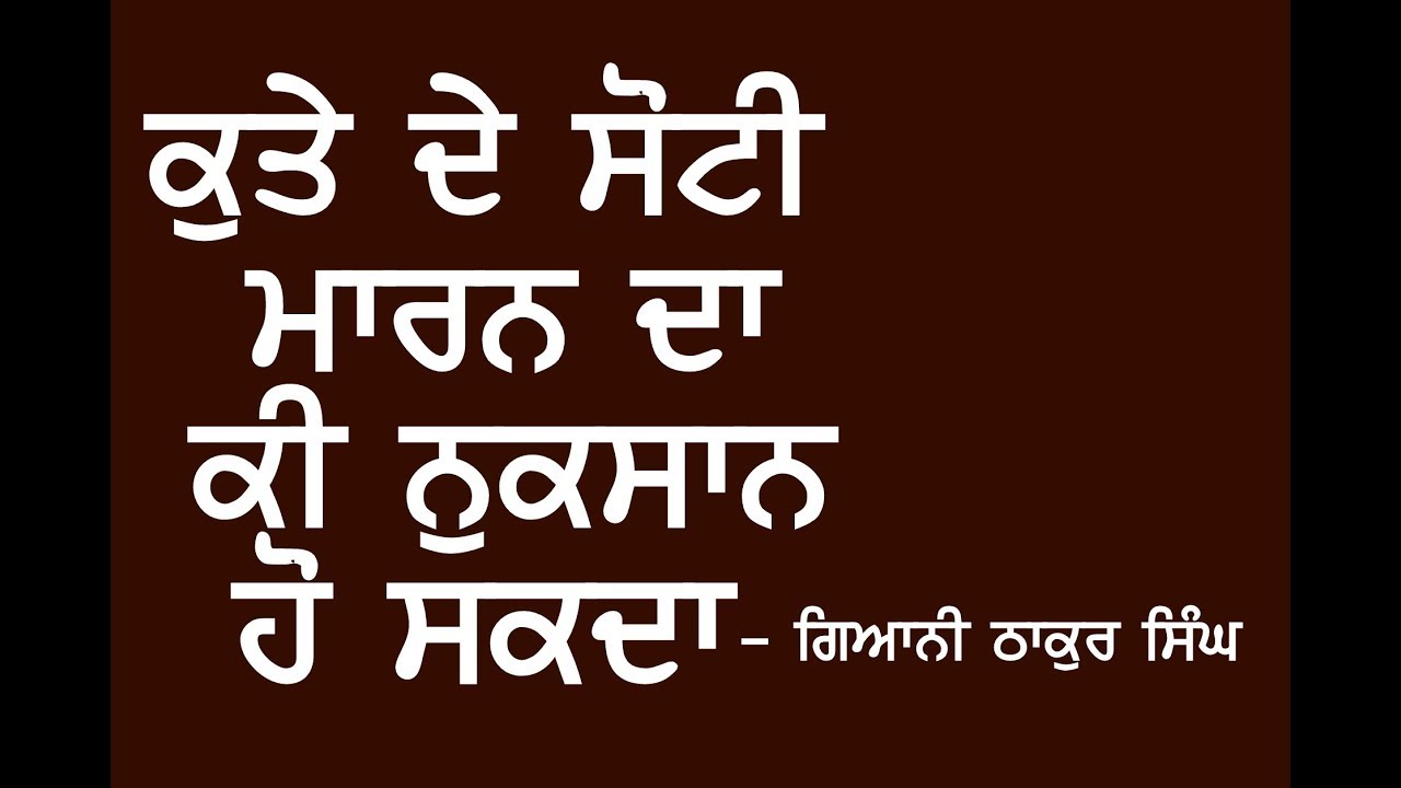 KUTE DE SOTI MAARAN DA NUKSAAN SUNO | Sant Giani Thakur Singh ji