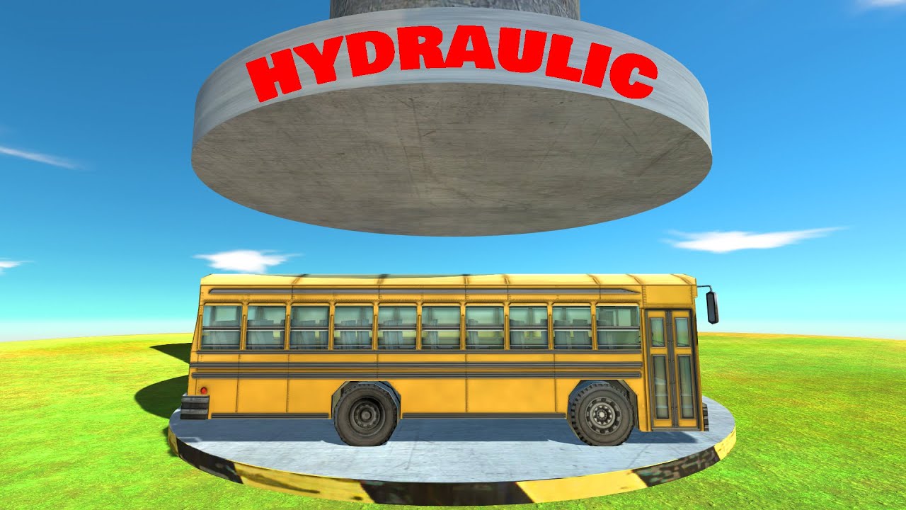 School Bus Passes Through Hydraulic Press - Animal Revolt Battle Simulator