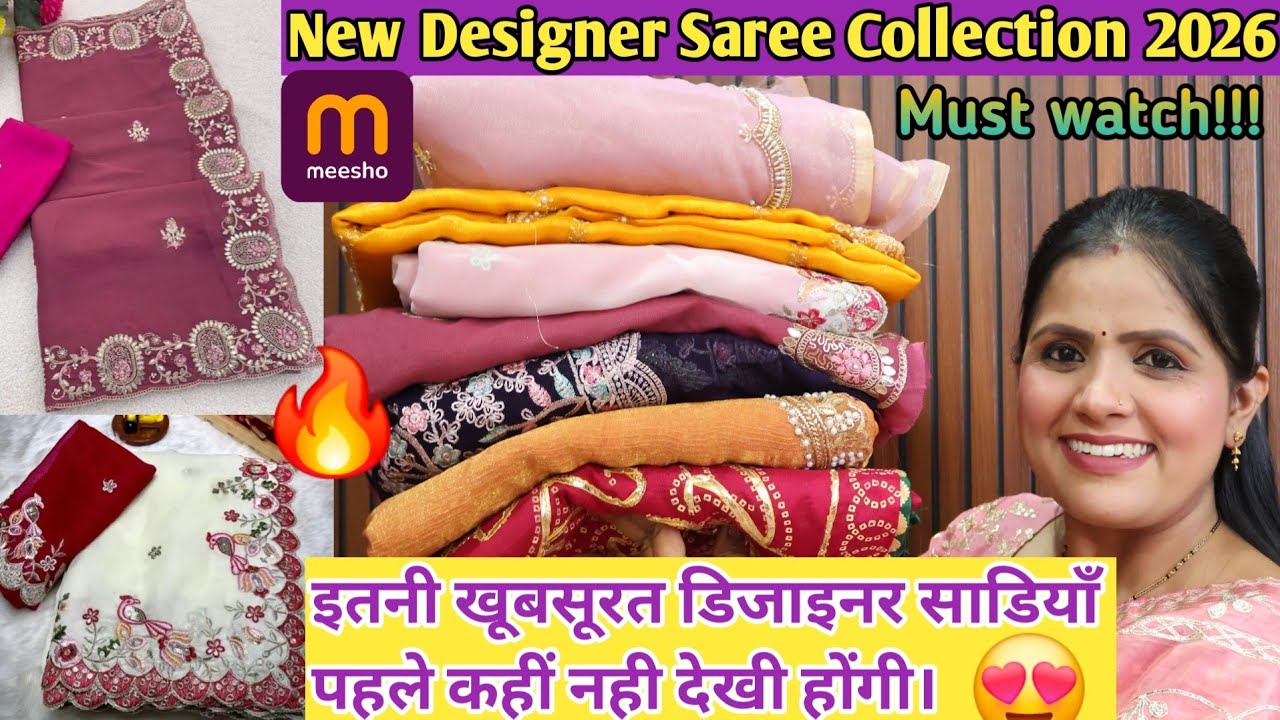 MEESHO NEW ARRIVAL 2026! 🎉 HUGE Designer Handwork Saree Haul | Premium Collection | Affordable Price