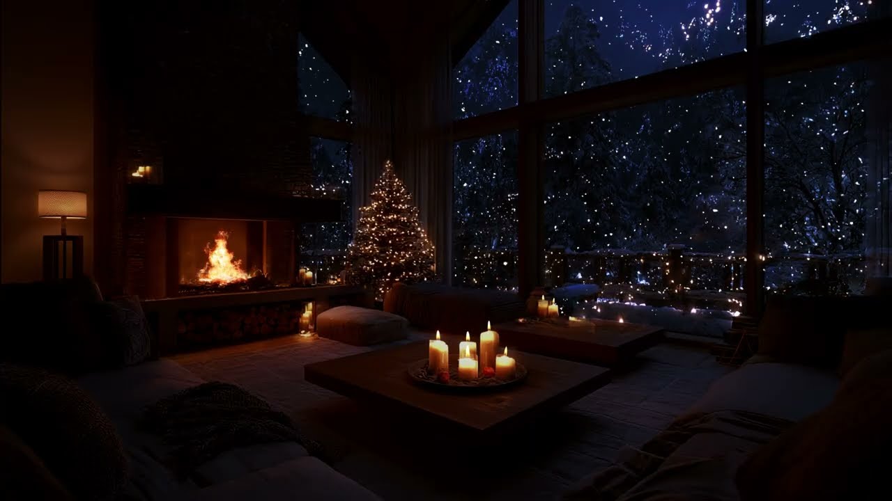 Snowy Cabin Wind & Fireplace • Soft Piano Night Ambience for Deep, Restful Sleep 2026
