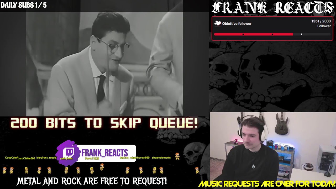 Live now on https://www.twitch.tv/frank_reacts METAL/ROCK Music reactions!