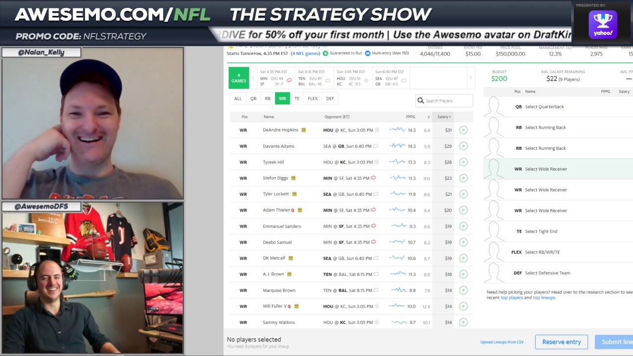 Yahoo NFL DFS Strategy - Divisional Playoffs