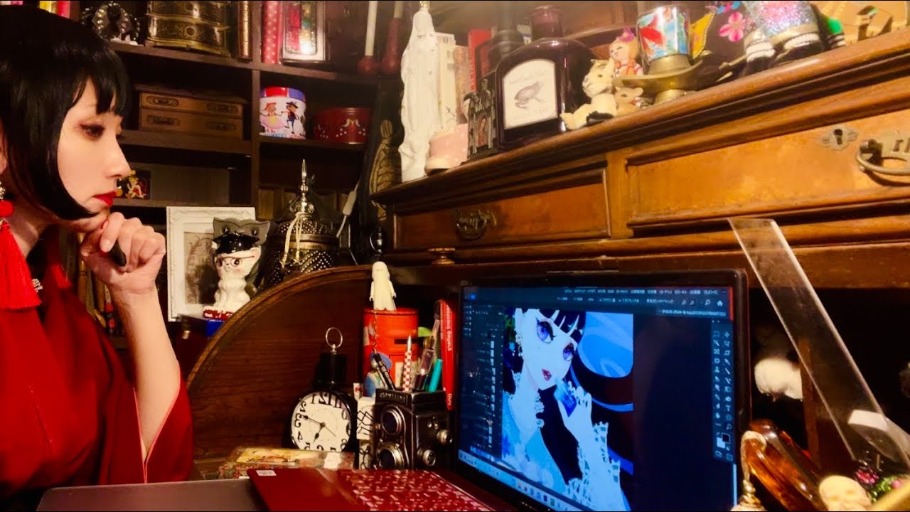 着物VLOG/絵描きの日常👘✒︎🎨 GRWM自分をポーズモデルにして絵を描く日 A day when an artist wearing a kimono works