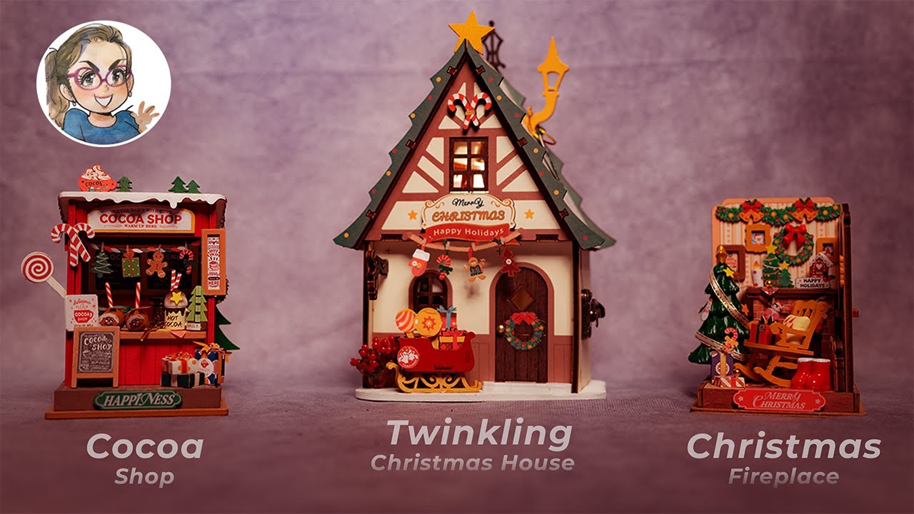 [Xmas Special] Trio of Rolife Bookends: Christmas Fireplace, Cocoa Shop, Twinkling Christmas House