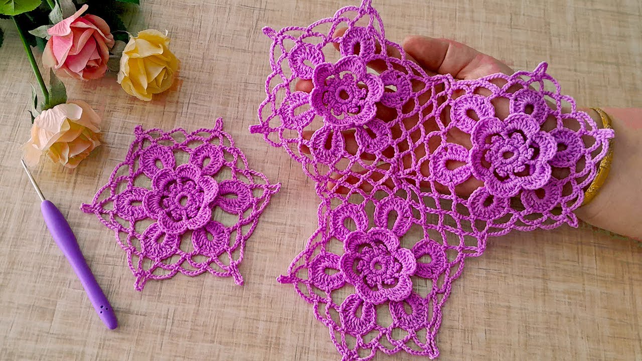 Crochet Lace 🧶 Amazing  Flower Crochet Pattern With Join Crochet Motif For Crochet Top, Lace Dress