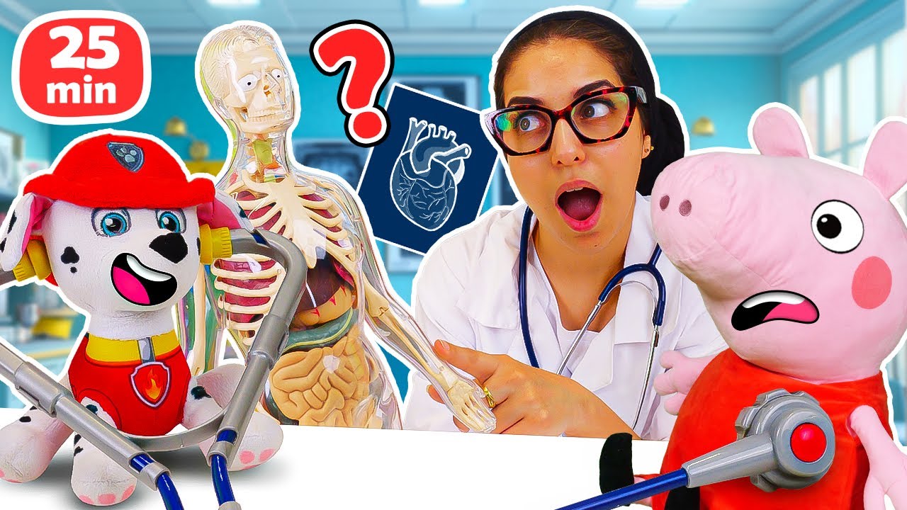 🤓Apprendre le corps humain avec Peppa Pig et la Pat Patrouille👩‍🔬🩺 Jeux de docteur pour enfants