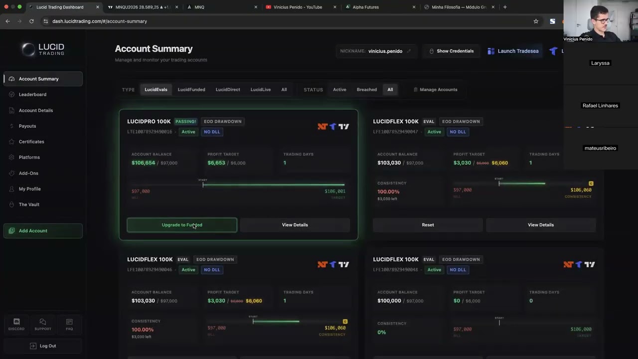 Aprovando Conta de 100k e Lucrando 10 mil AO VIVO