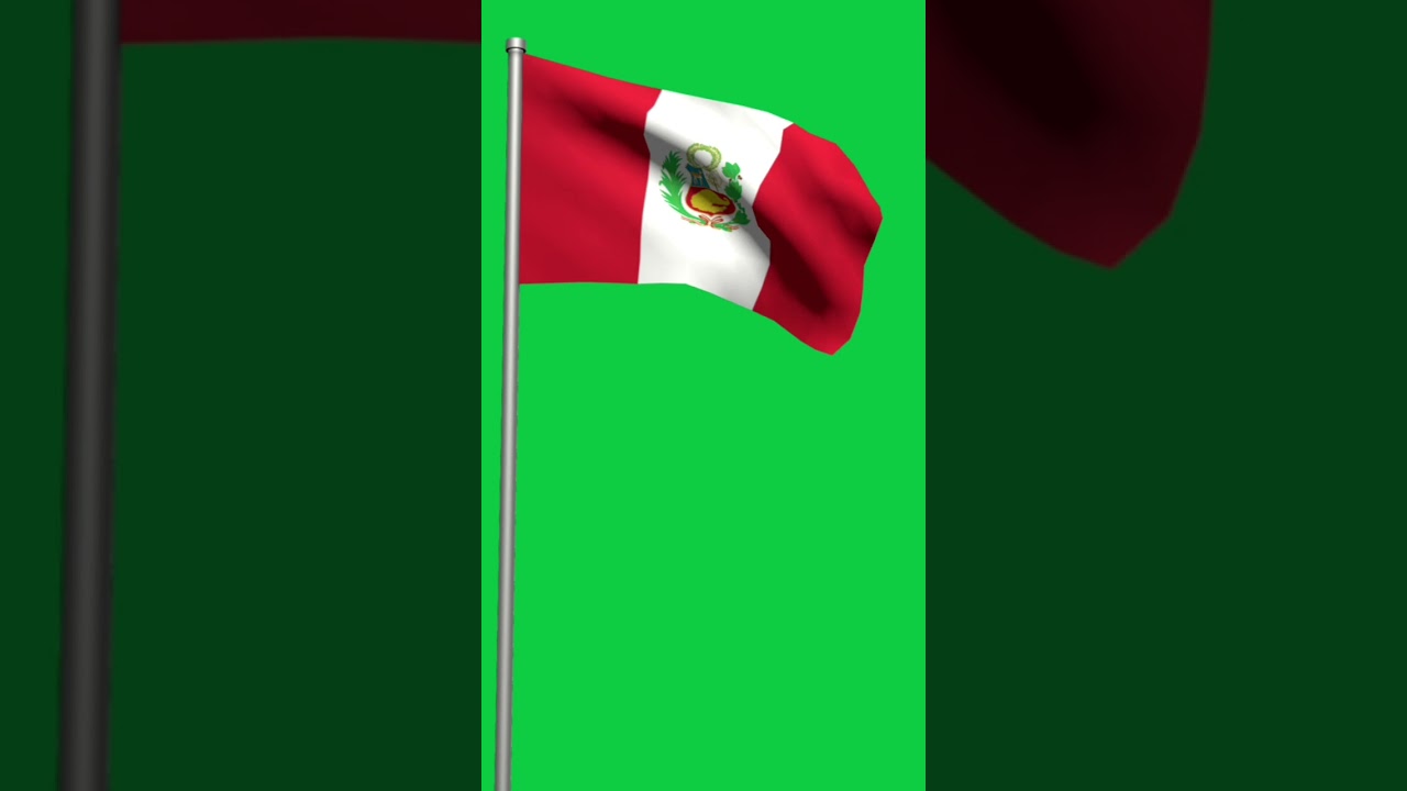 Peruvian Flag Waving Realistic Green Screen High Resolution