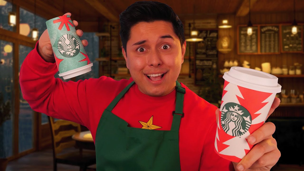 ASMR | Starbucks Christmas Coffee Shop Visit | 4K