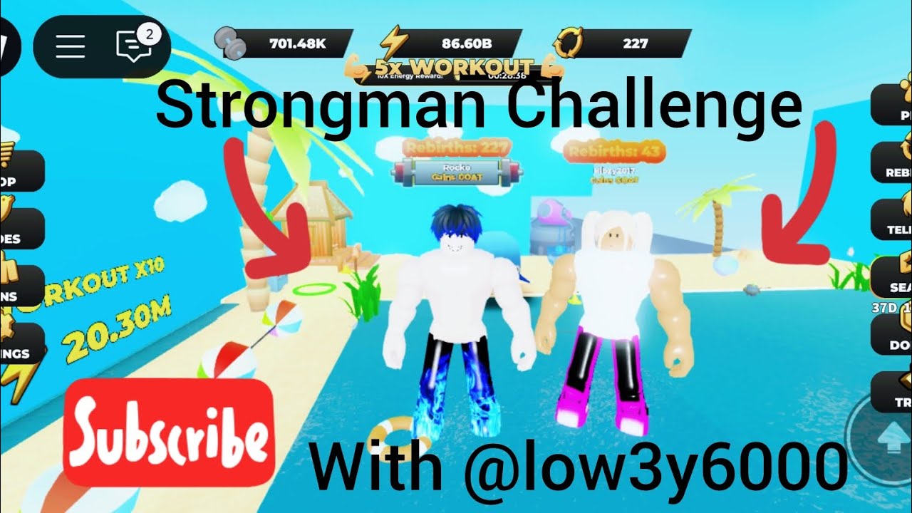 Doing A Strongman Simulator Challenge With @low3y6000 (ROBLOX)