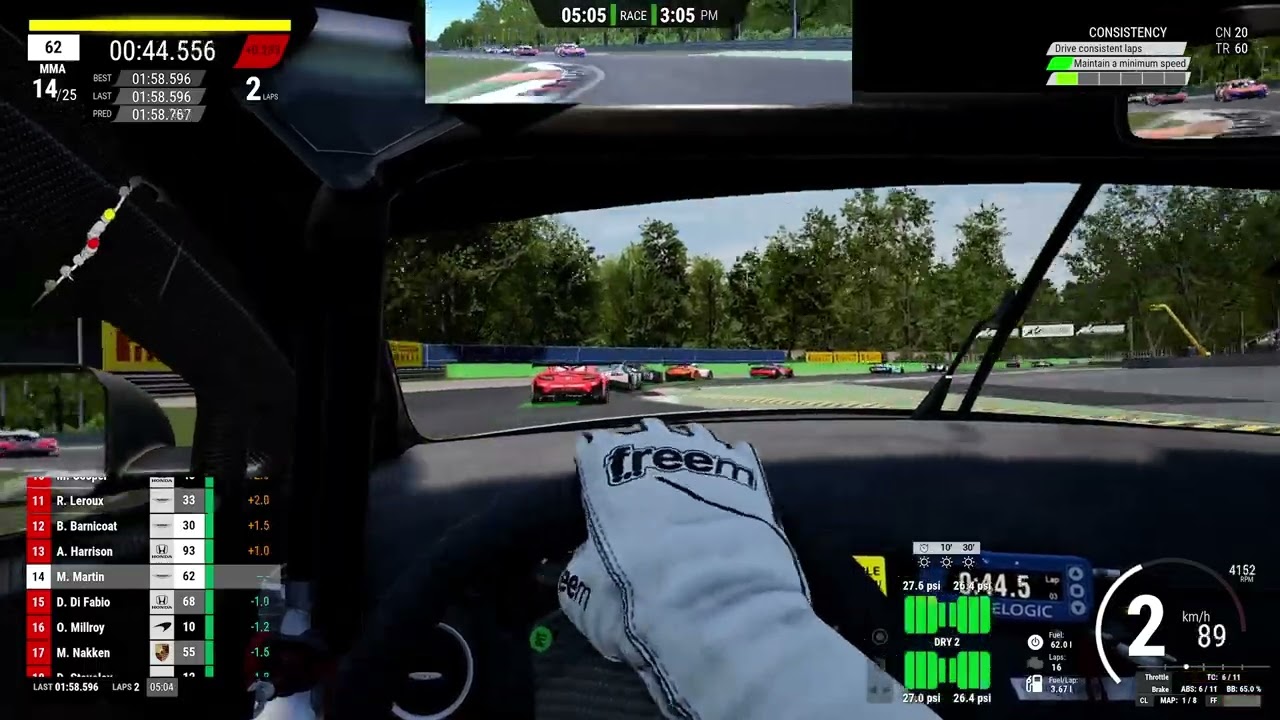 Mass overtake in Monza 