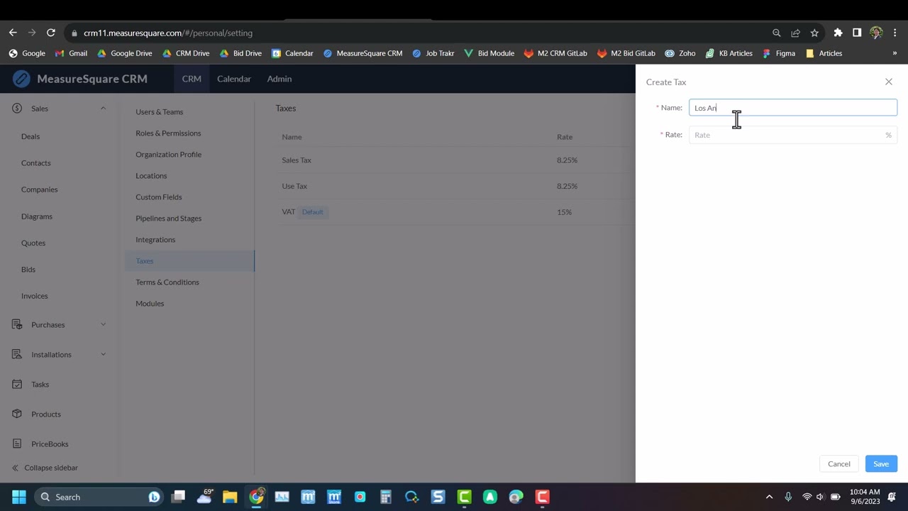 Creating and Storing Tax Codes in MeasureSquare CRM