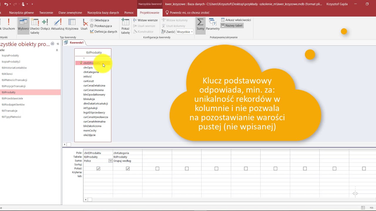 kwerenda podsumowującą w Access