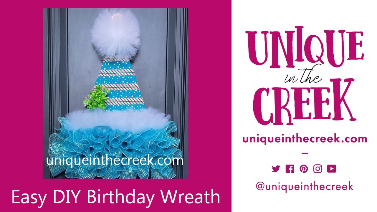 DIY Deco Mesh Birthday Hat Wreath on UITC Triangle Board