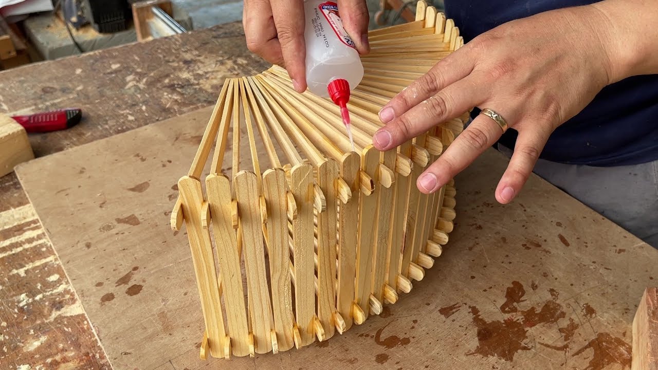 Popsicle Stick Craft - Make Lampshade With Recycled Ice Cream Sticks