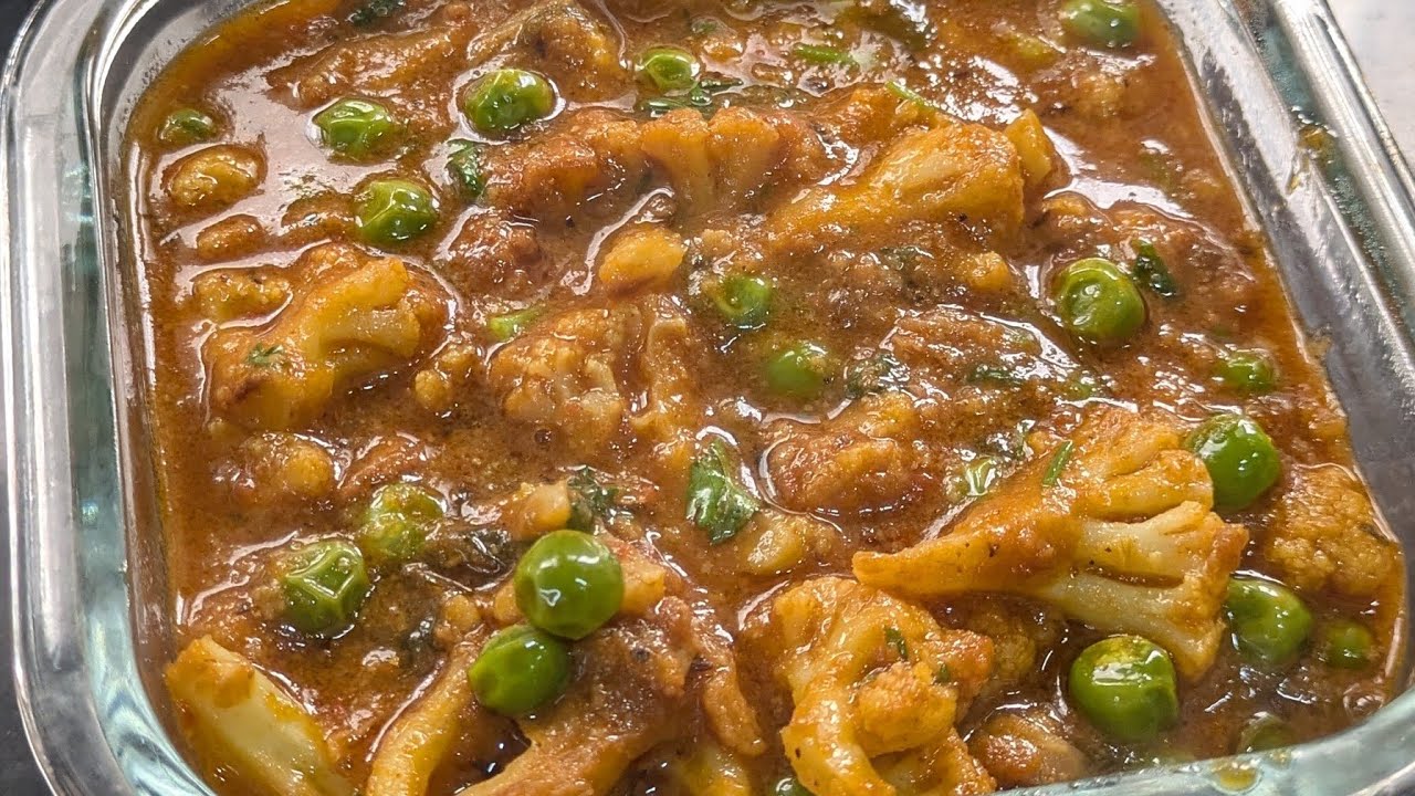 Restaurant style Gobi matar masala recipe in Telugu @Sandhyaskitchen-050 